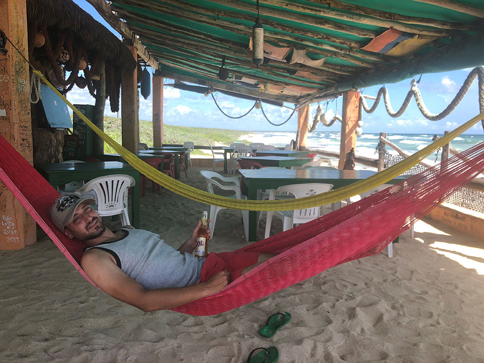 Cousin Nick laying in hammock at Mezcalitos in Cozumel Cousin Nick laying in hammock at Mezcalitos in Cozumel