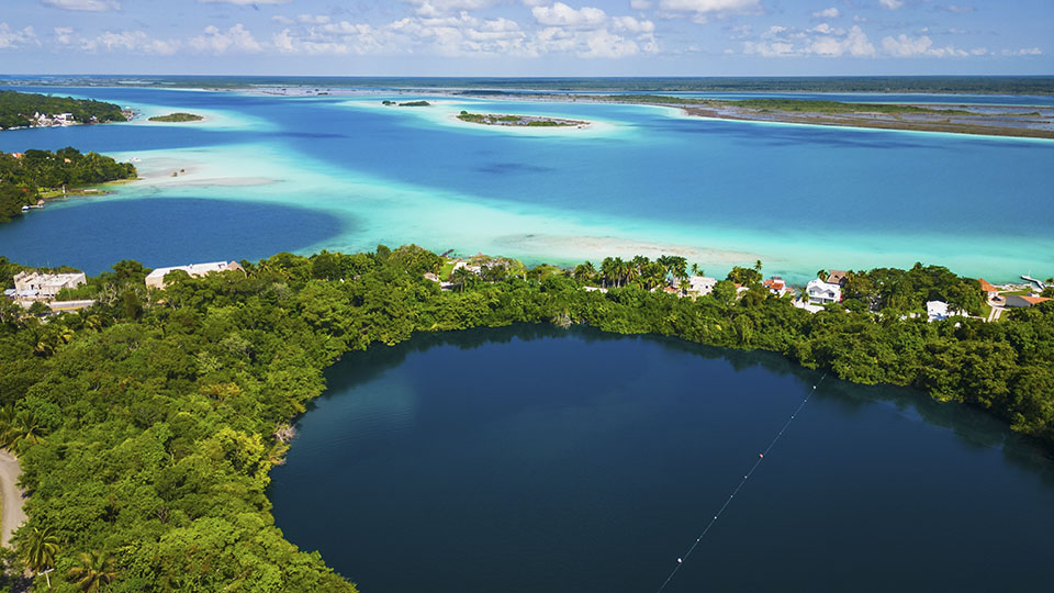 Lake Bacalar and adjoining cenote Lake Bacalar and adjoining cenote