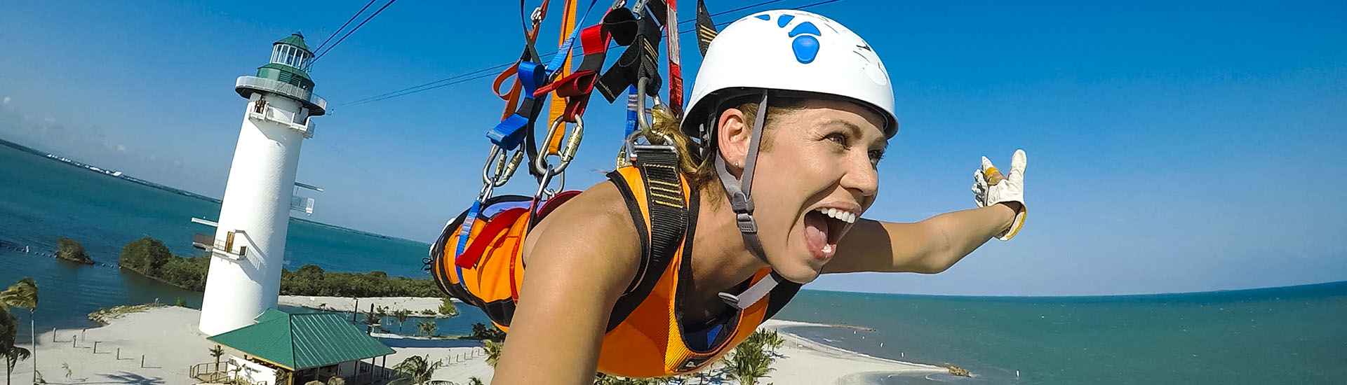 Zip Line above Harvest Caye Belize Zip Line above Harvest Caye Belize