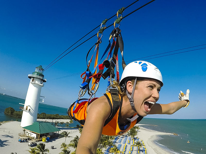 Zip Line above Harvest Caye, Belize