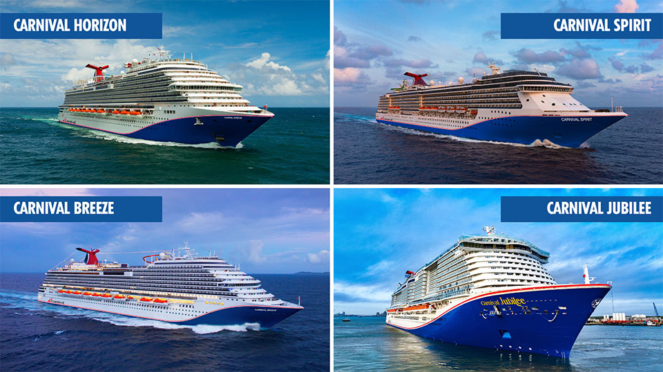 Four Carnival Cruise Ships