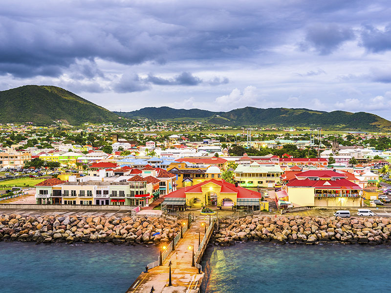 Basseterre, St Kitts and Nevis town skyline at the port Basseterre, St Kitts and Nevis town skyline at the port
