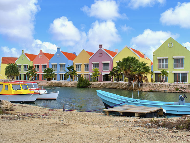 Colorful Homes and Boats in Kralendijk, Bonaire