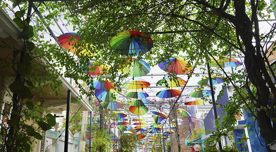 Colourful Umbrella Street in Puerto Plata, Dominican Republic Colourful Umbrella Street in Puerto Plata, Dominican Republic