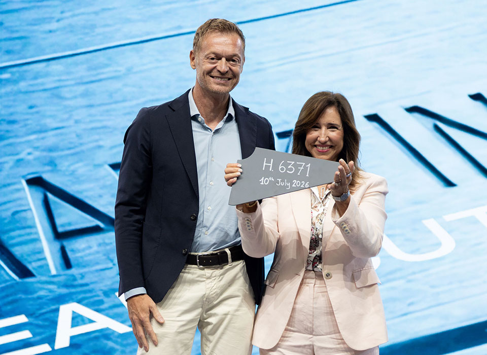 Director of Monfalcone Shipyard Cristiano Bazzra with Carnival Cruise Line President Christine Duffy Director of Monfalcone Shipyard Cristiano Bazzra with Carnival Cruise Line President Christine Duffy