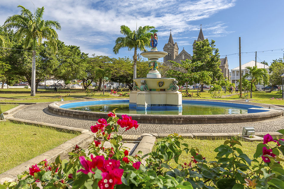 Independence Square and Immaculate Conception Catholic Cathedral in Basseterre Independence Square and Immaculate Conception Catholic Cathedral in Basseterre