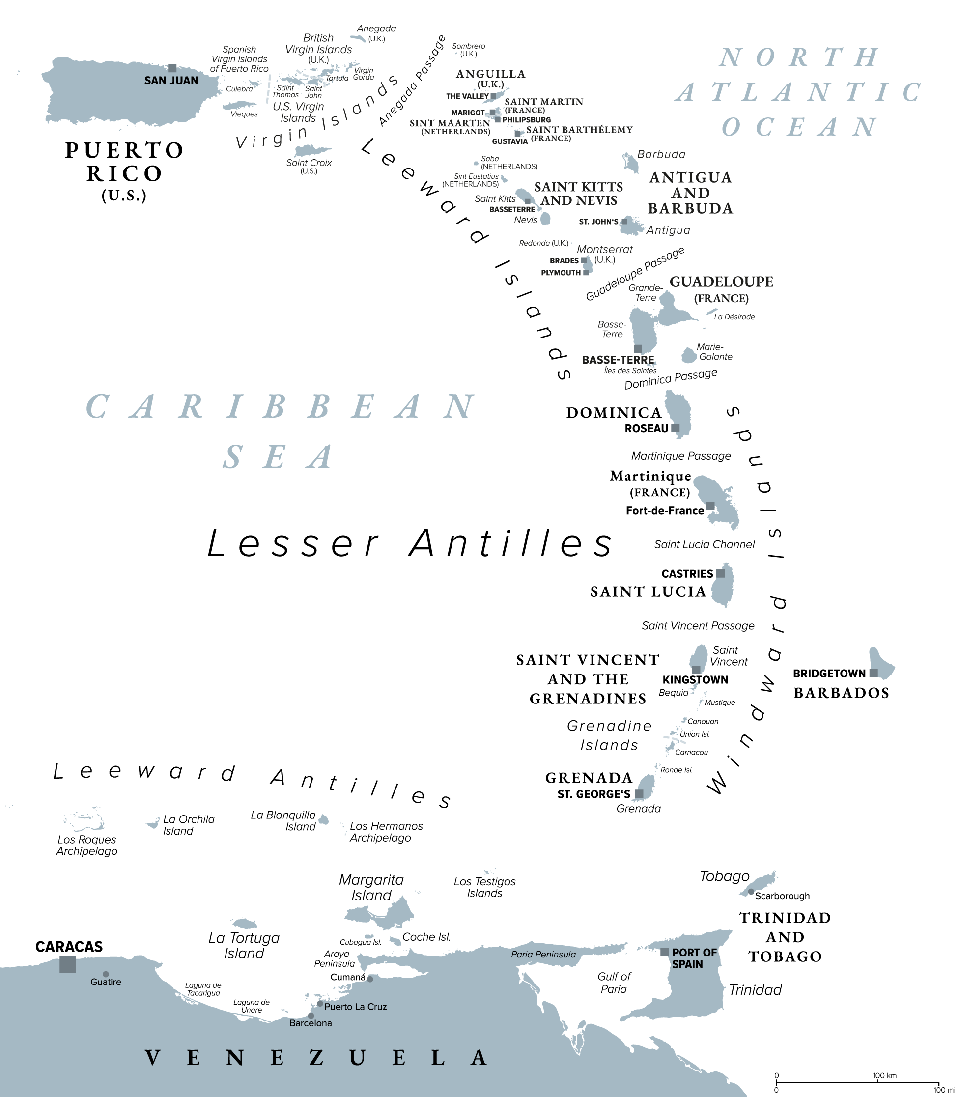 Map of Lesser Antilles